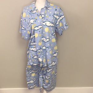 Chandio Jrs. Women’s Blue/Yellow/ Moon & Cloud Pajama Set Size 2X